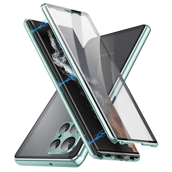 Magnetické puzdro Dual Glass MagSafe pre Samsung Galaxy S24 Ultra, zelený