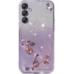 Puzdro pre Samsung Galaxy S24, Glitter Flower, fialové