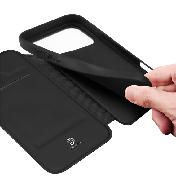 Puzdro Dux Ducis pre iPhone 17 Pro Max, Skin Pro, s chlopňou, s otvorom na kartu, čierne