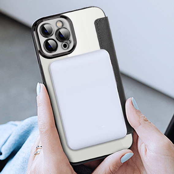 Klapkové puzdro pre iPhone 12 Pro, RFID Wallet MagSafe CamShield, čierne