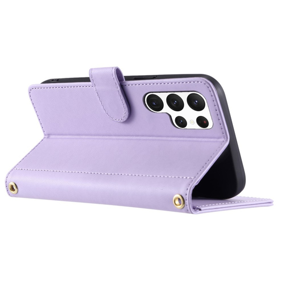 Puzdro s chlopňou pre Samsung Galaxy S25 Ultra, Rhombus Crossbody Leather, fialové