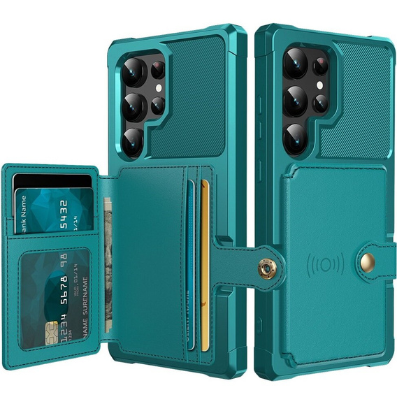 Puzdro pre Samsung Galaxy S24 Ultra, Card Holder Kickstand, zelený