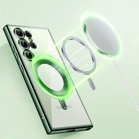 Puzdro pre Samsung Galaxy S25 Ultra, Electro MagSafe, zelený + sklo na displej