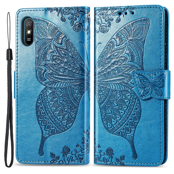 Klapkové puzdro pre Xiaomi Redmi 9A, Butterfly, modré