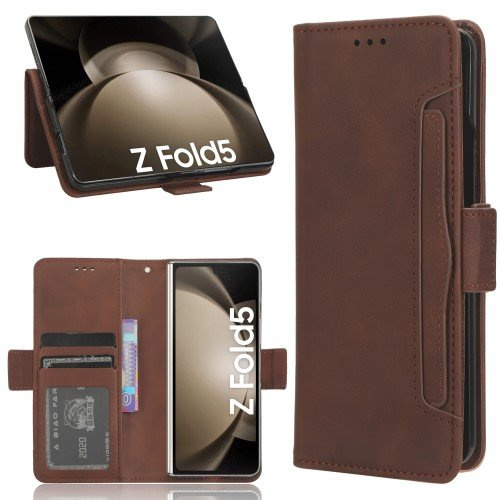 Klapkové puzdro pre Samsung Galaxy Z Fold 5 5G, Card Slot, hnedé