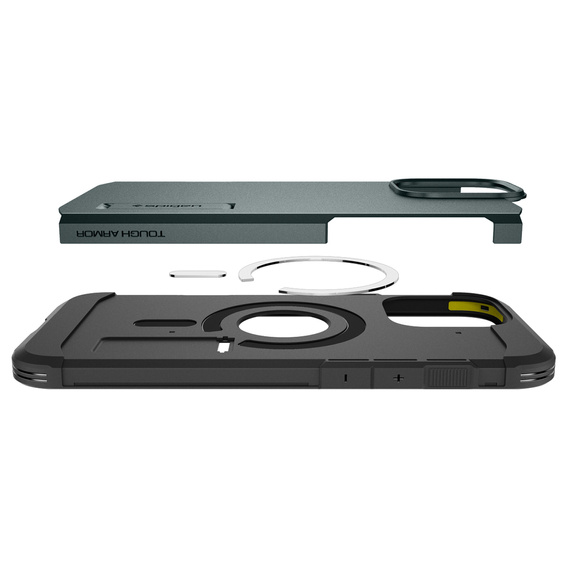 Puzdro Spigen pre iPhone 16 Pro, Tough Armor Mag MagSafe, zelený + tvrdené sklo 9H