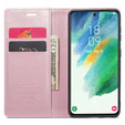 CASEME flipové puzdro pre Samsung Galaxy S21 FE, Waxy Textured, ružové