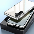 Puzdro pre Samsung Galaxy S24 FE, Magnetic Dual Glass, strieborné