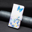 Klapkové puzdro pre OPPO A57 / A57s, Wallet, butterfly & flowers, biele