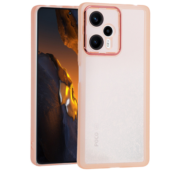 Obal na mobil pre Xiaomi Poco F5, Fusion Hybrid, transparentné / ružové