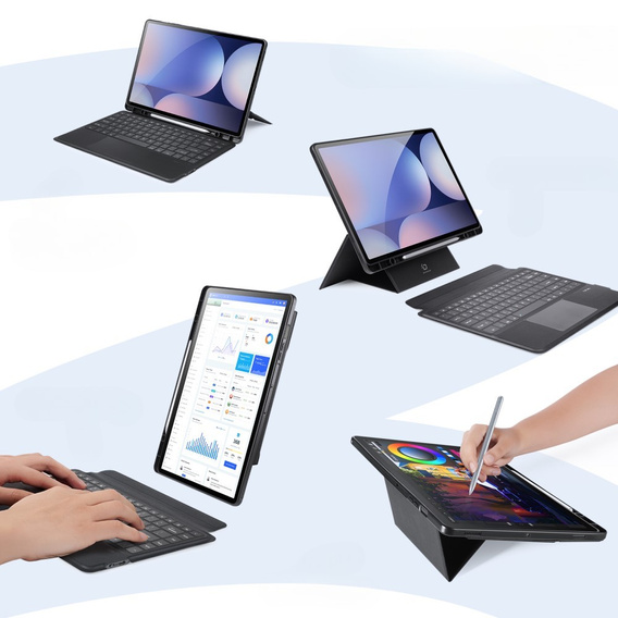 Puzdro s klávesnicou pre Samsung Galaxy Tab S8 Ultra / S9 Ultra / S10 Ultra, Dux Ducis DK Series, čierne