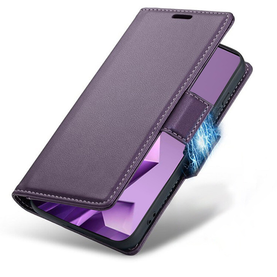 Puzdro pre Infinix Note 50 Pro, ERBORD Glossy Litchi, flipová peňaženka, fialové