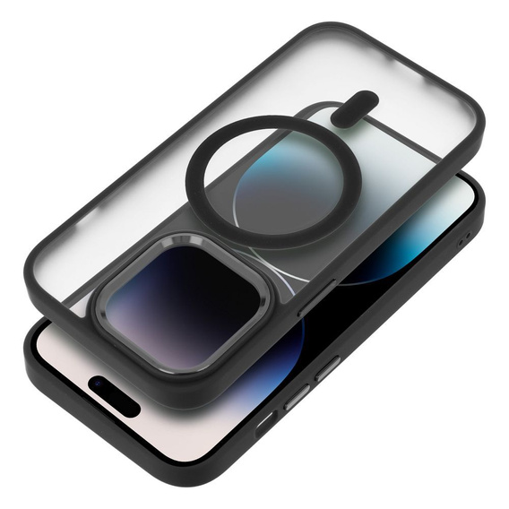 Puzdro pre iPhone 16 Pro, pre MagSafe, ERBORD Matt Case, transparentné / čierne + sklo na displej