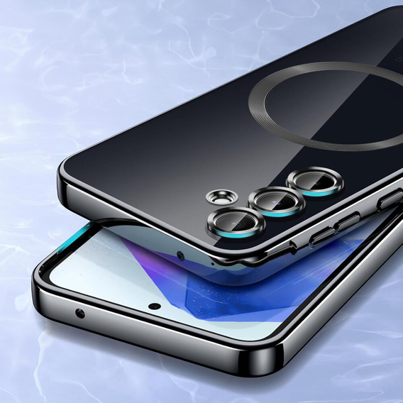 Puzdro pre Samsung Galaxy A55 5G, Electro MagSafe, čierne + sklo na displej