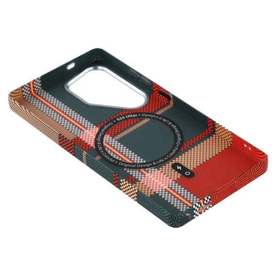 Puzdro pre Samsung Galaxy S25 Ultra, Carbon Fiber MagSafe, červená / zelená