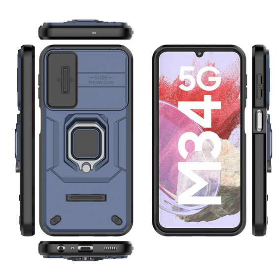 Puzdro pre Samsung Galaxy M34, KickStand Camera Lens, modré