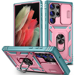 Obal na mobil pre Samsung Galaxy S23 Ultra, CamShield Slide, ružové / zelené