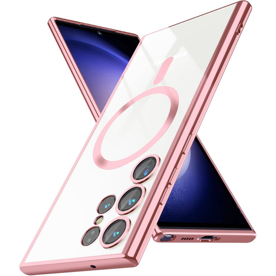 Puzdro pre Samsung Galaxy S24 Ultra, Electro MagSafe, ružové rose gold+ Plné lepidlo keramické sklo