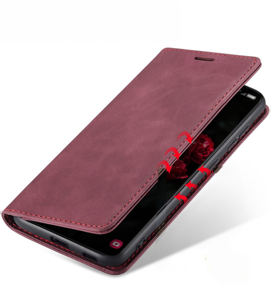 Puzdro pre Samsung Galaxy A55, ERBORD Vintage, červené + sklo na displej