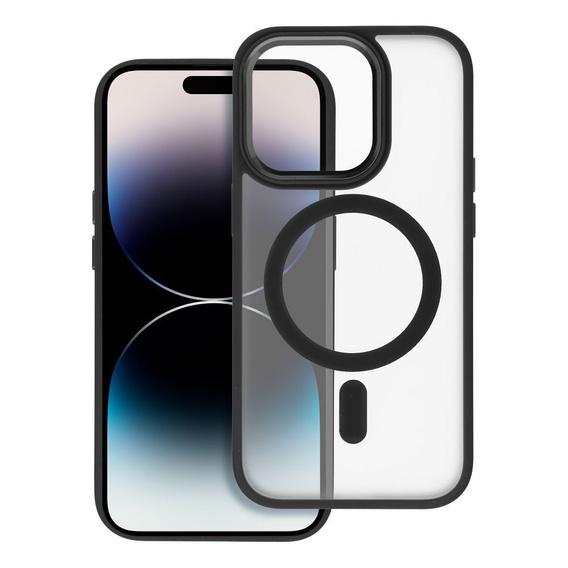 Puzdro pre iPhone 16 Pro, pre MagSafe, ERBORD Matt Case, transparentné / čierne + sklo na displej