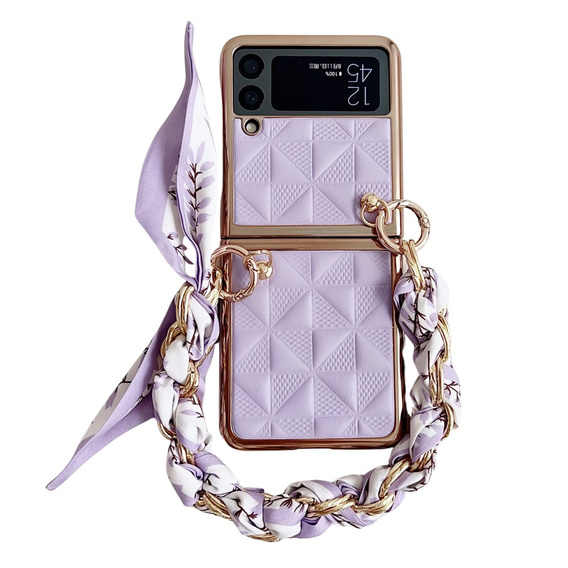 Puzdro pre Samsung Galaxy Z Flip3 5G, Grid Leather, fialové