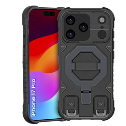 Puzdro pre iPhone 17 Pro, pre MagSafe, pancierované so stojanom, čierne