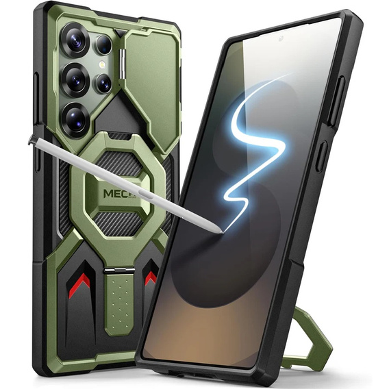 Puzdro pre Samsung Galaxy S25 Ultra, Tongate MECH MagSafe Series, čierne + 9H tvrdené sklo