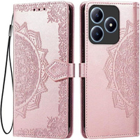 Klapkové puzdro pre Realme C61, Mandala, ružové rose gold