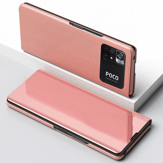Obal na mobil pre Xiaomi Poco M4 Pro 4G, Clear View, ružové rose gold