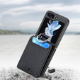 Puzdro pre Samsung Galaxy Z Flip7 FE / Z Flip6, Card Slot Ring Case, čierne