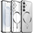 Puzdro pre Samsung Galaxy S25+ Plus, Electro MagSafe, strieborné + sklo na displej