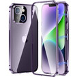 Puzdro pre iPhone 15, Magnetic Dual Glass, fialové