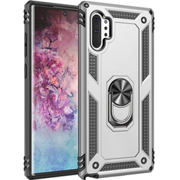 Pancierované obal na mobil pre Samsung Galaxy Note 10+ Plus, Nox Case Ring, strieborné