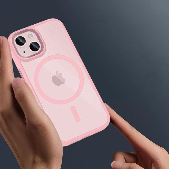 Puzdro pre iPhone 14, pre MagSafe, ERBORD Matt Case, ružový + sklo na displej