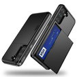 Obal na mobil pre Samsung Galaxy S21 FE, Sliding Card Holder, čierne