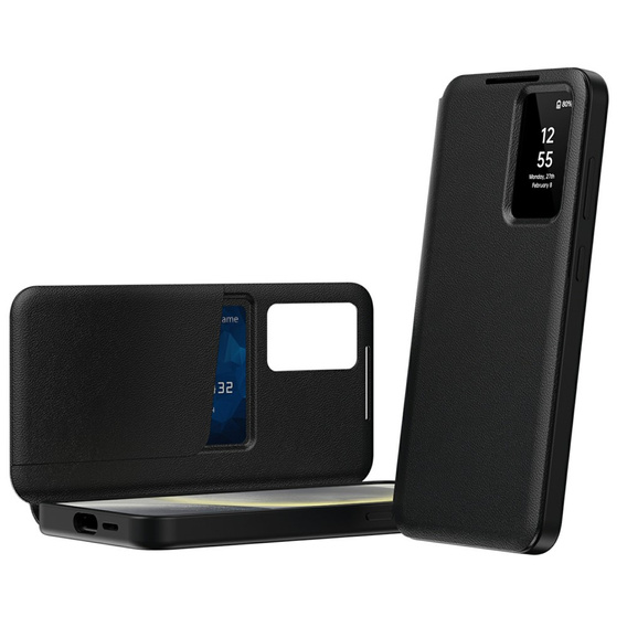 Flipové puzdro pre Samsung Galaxy S25 Edge, Smart View Wallet, čierne