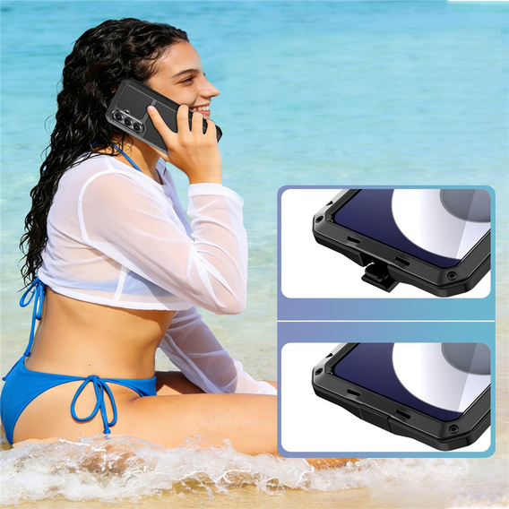 Puzdro s integrovaným sklom pre Samsung Galaxy S26 Plus, čierne