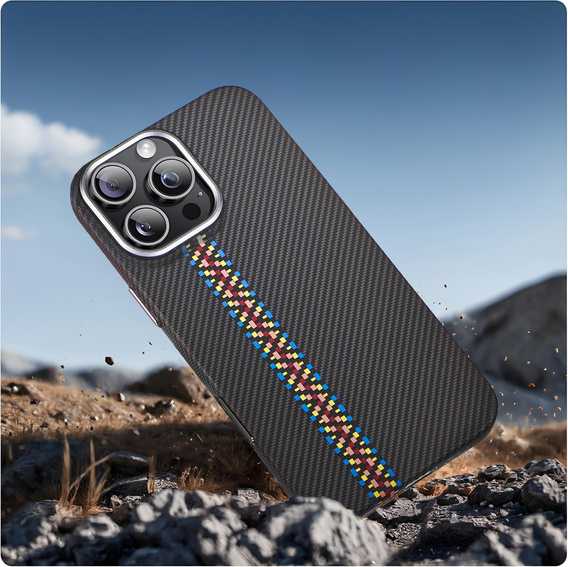 Puzdro pre iPhone 15 Pro Max, Carbon Fiber MagSafe, čierne