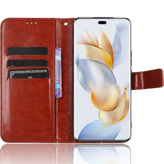 Klapkové puzdro pre Honor 90, Crazy Horse Wallet, hnedé