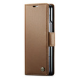 CASEME flipové puzdro pre Samsung Galaxy Z Fold6 5G, Litchi Wallet, hnedé