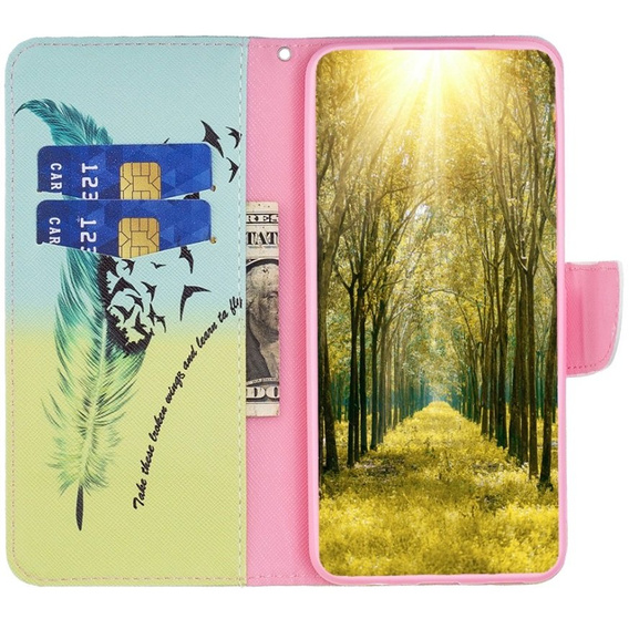 Klapkové puzdro pre Xiaomi 13 Lite, Wallet, feather, modré