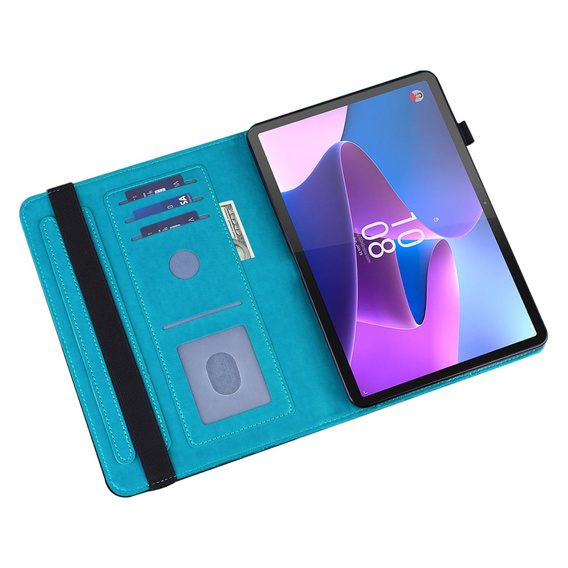Puzdro s chlopňou pre Lenovo Tab M9, flower, modré