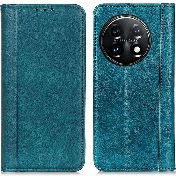 Flipové puzdro pre OnePlus 11 5G, Split Leather, zelený