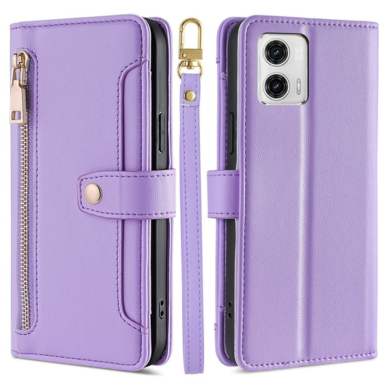 Klapkové puzdro pre Motorola Moto G73 5G, Wallet Zipper Pocket, fialové
