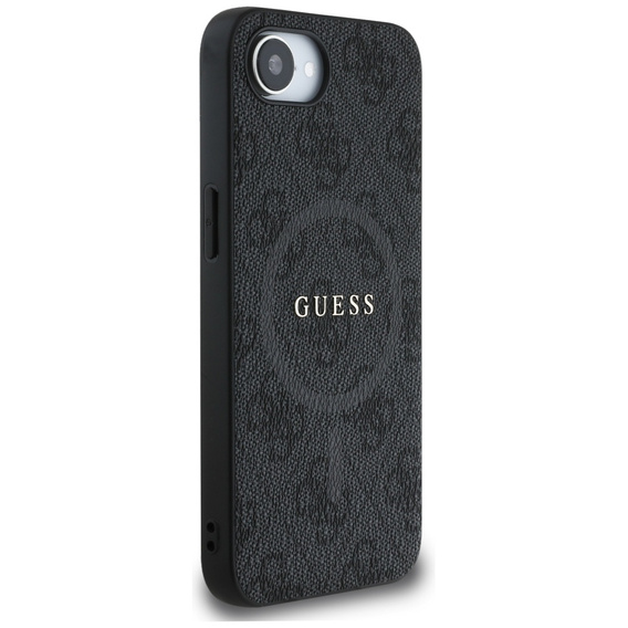 GUESS Obal na mobil pre iPhone 16E, 4G Ring Classic Logo, čierne