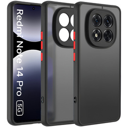 Silikónové puzdro pre Xiaomi Redmi Note 14 Pro 5G /  Poco X7 5G, s ochranou fotoaparátu, transparentné / čierne + tvrdené sklo 9H