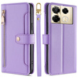 Klapkové puzdro pre Infinix Note 40 Pro, Wallet Zipper Pocket, fialové