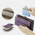 Puzdro CASEME pre Samsung Galaxy S25 FE, RFID Leather Wallet, s popruhom cez rameno, fialové