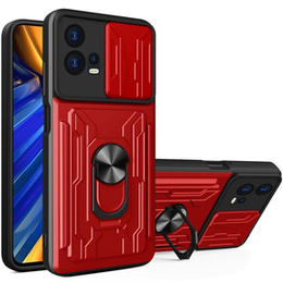 Obrnené puzdro pre Motorola Edge 30 Fusion 5G, Camera Slide Card Slot, červené