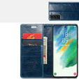 CASEME flipové puzdro pre Samsung Galaxy S21 FE, Waxy Textured, modré